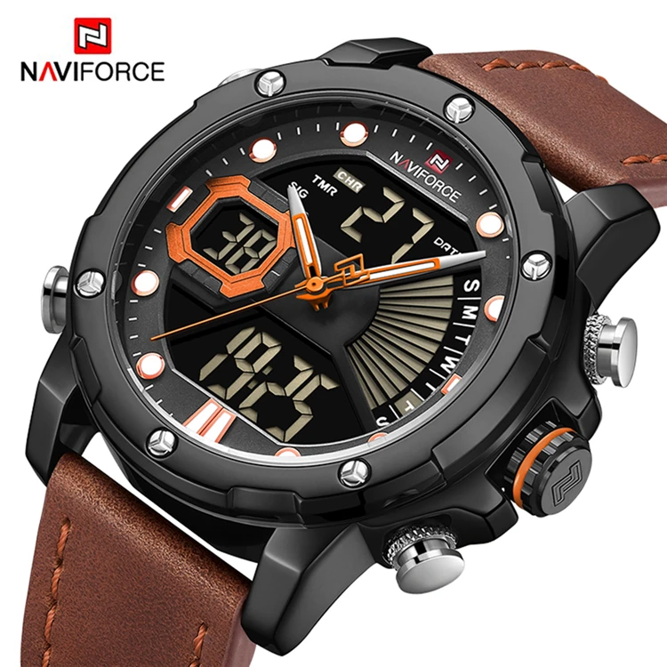 

NAVIFORCE 9172 Reloj Brand Army Military For Men Watch Led Digital Leather Sports Watches Quartz Mens Clock Relogio Masculino