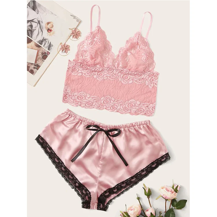 

NY-1036 New Amazon Hot Sales Female Lingerie 2 Piece Set Sleepwear