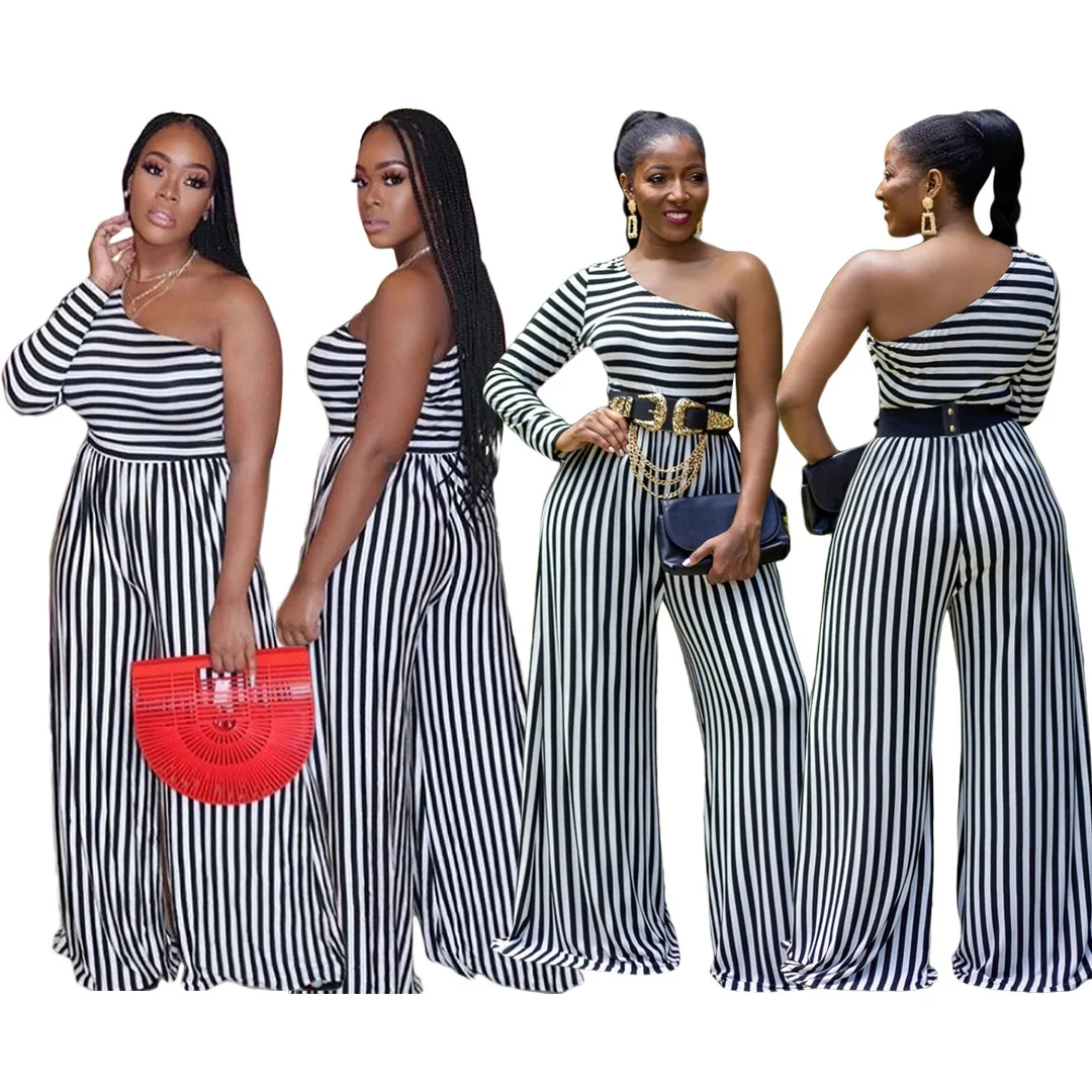 

GX8165 Fashion single long sleeve stripe sexy women jumpsuit plus size women clothing, Picture