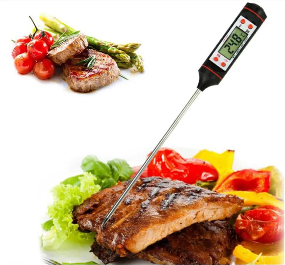 

T108 Kitchen Digital BBQ Food Thermometer Meat Cake Candy Fry Grill Household Cooking Thermometer Gauge Oven Thermometer, White,black