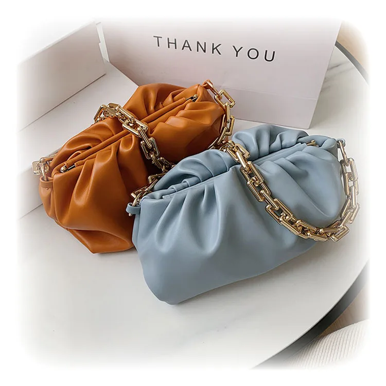

2022 New Fold Large Capacity Cloud Bag Chain Fashion Shoulder Messenger Female Bag, 7colors