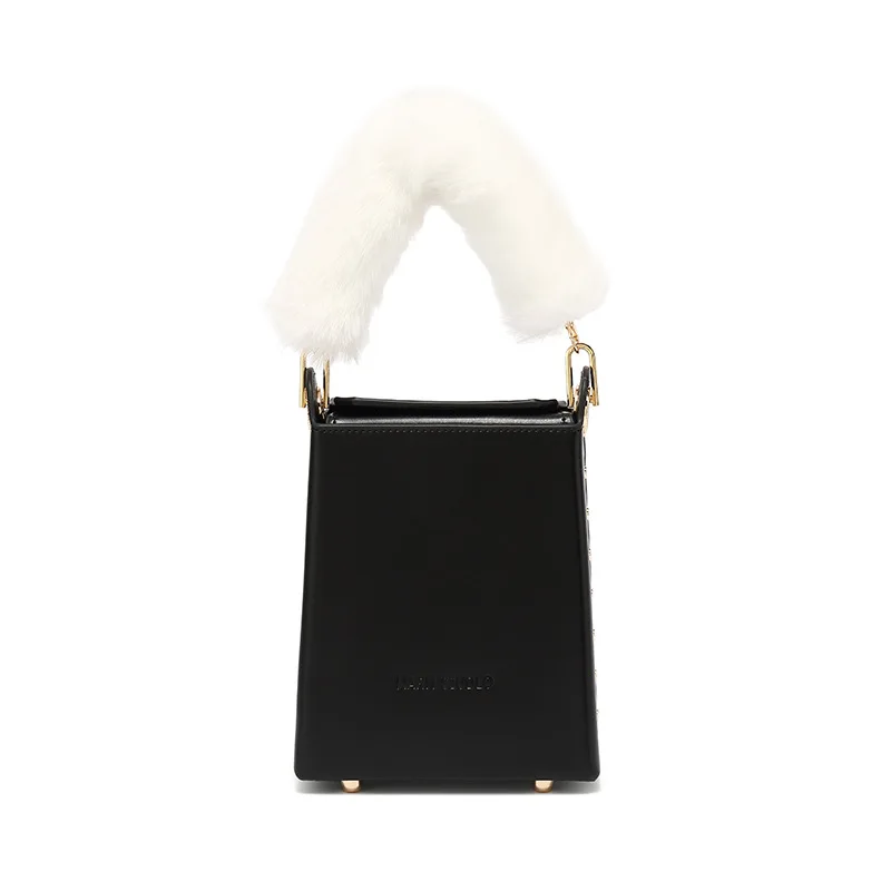 

Wholesale All-match Fur Handle Solid Color Small Purses Handbags Ladies Women, Yellow,blue, black