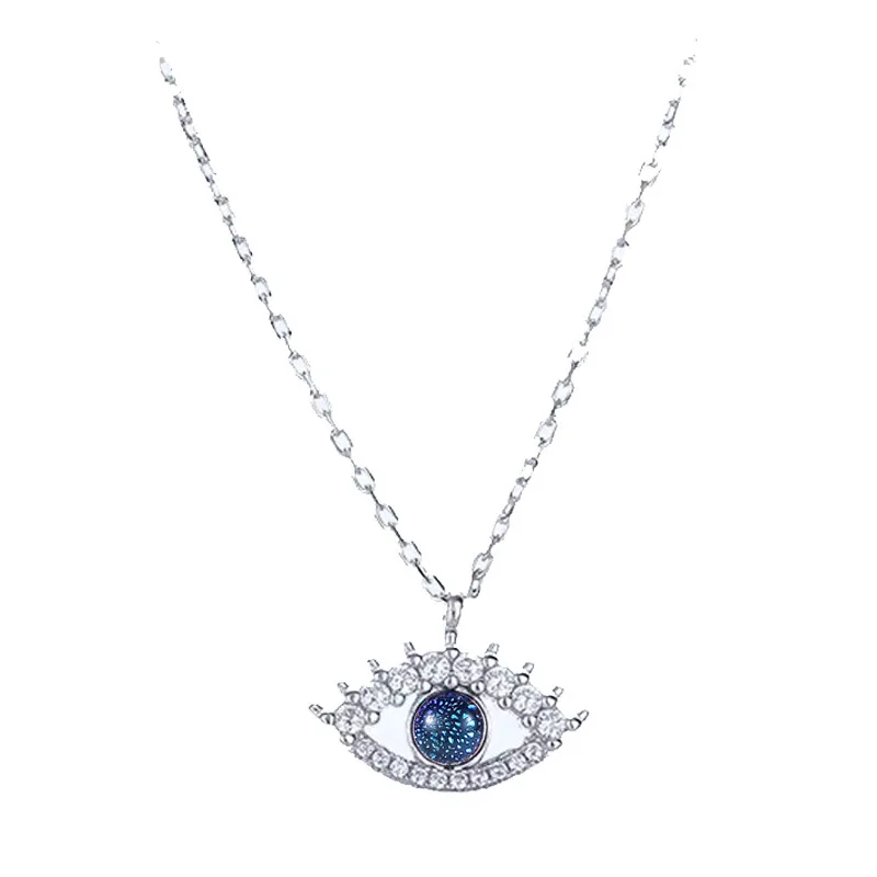 

Evil Eye Eyes Women Pendants Temperament Crystal Clavicle Chain Charms Jewelry 925 Sterling Silver Necklace