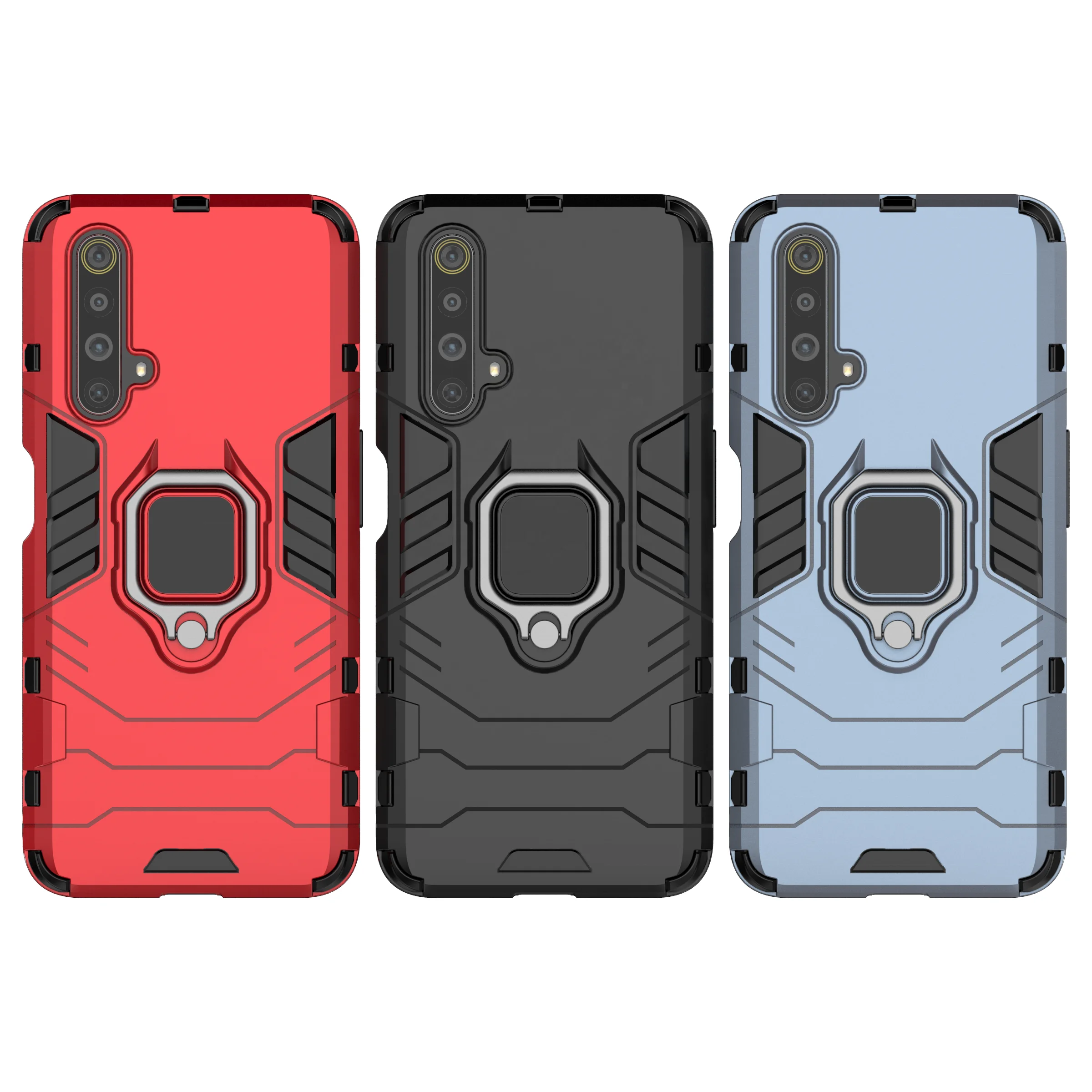 

Shockproof TPU Bumper PC Cover Metal Ring Holder Phone Case Cover for oppo realme x50 5G case, Multi-color, can be customized