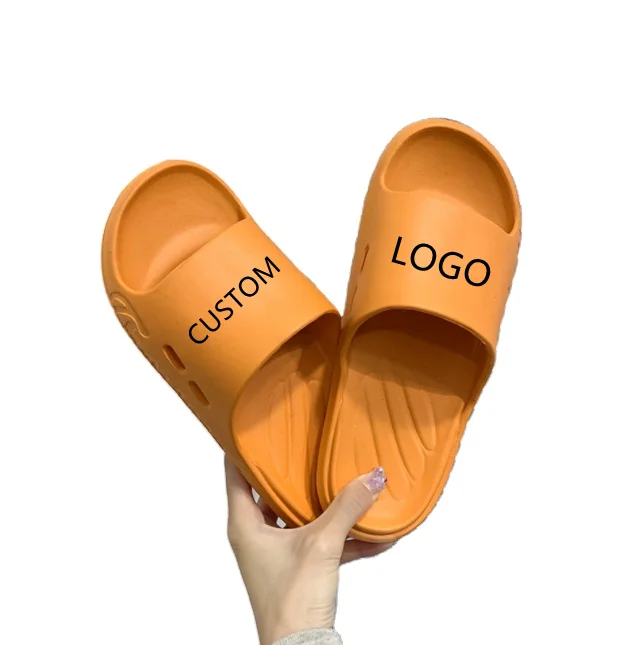 

2021 summer jelly color men slides slippers Custom Logo, Pink