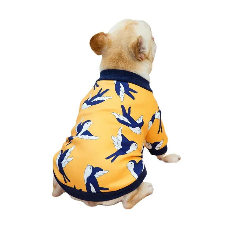 

Custom Wholesale Pet Apparel Bulldog Clothes Warm Winter Print Dog Sweatshirt for Small Dog, As picture