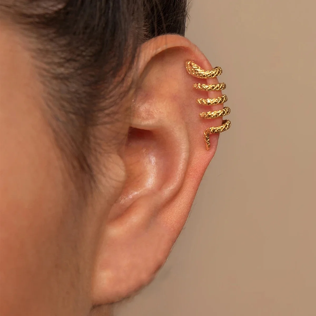 

Punk Street Style No Pierced Snake Cuff Ear Clip Hollow winding snake cartilage Earrings