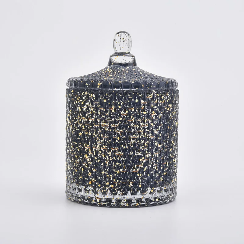 280ml Black Candle Holder With Gold Decoration