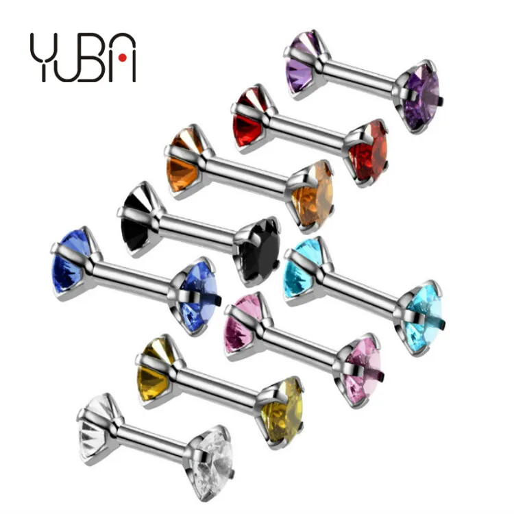 

popular zircon earrings inner teeth double-headed earrings hypoallergenic titanium steel nose ring nose piercing jewelry unisex