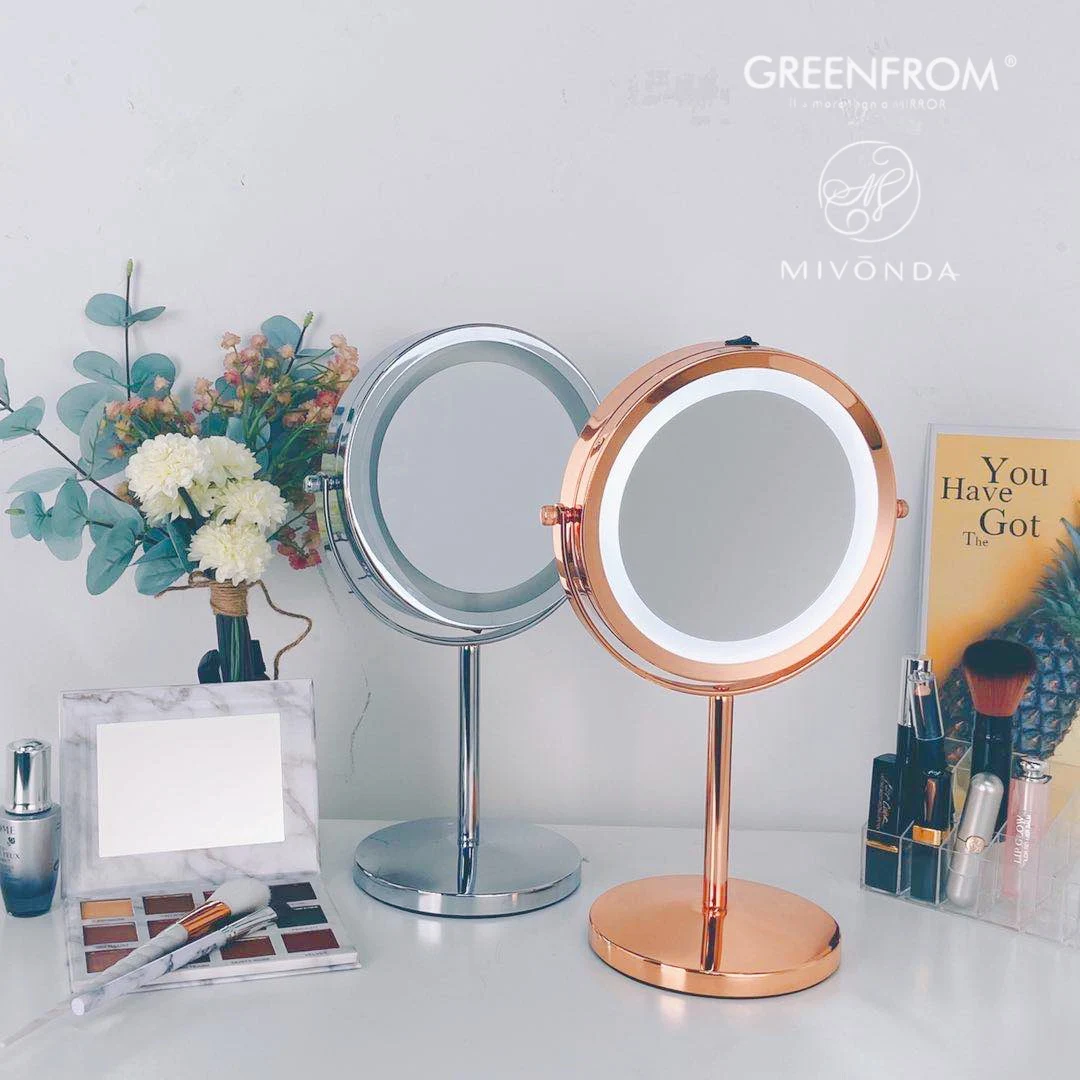 

New Vanity LED Mirror 10x Magnifying LED Makeup Mirror with Light 360 Rotating LED Mirror, Sliver plated or customized