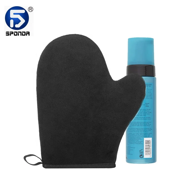 

Custom Logo Private Label Microfiber Soft Velvet Waterproof Sponge Sunless Thumb Tanning Glove Washable Reusable Tanning Mitt, Brown, black, pink, green, customized color available
