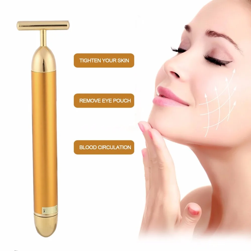 

Anti Aging T Shape Portable Tightness Gua Sha Set Beauty Personal Skin Care Facial Massage Roller for Face and Neck, Golden