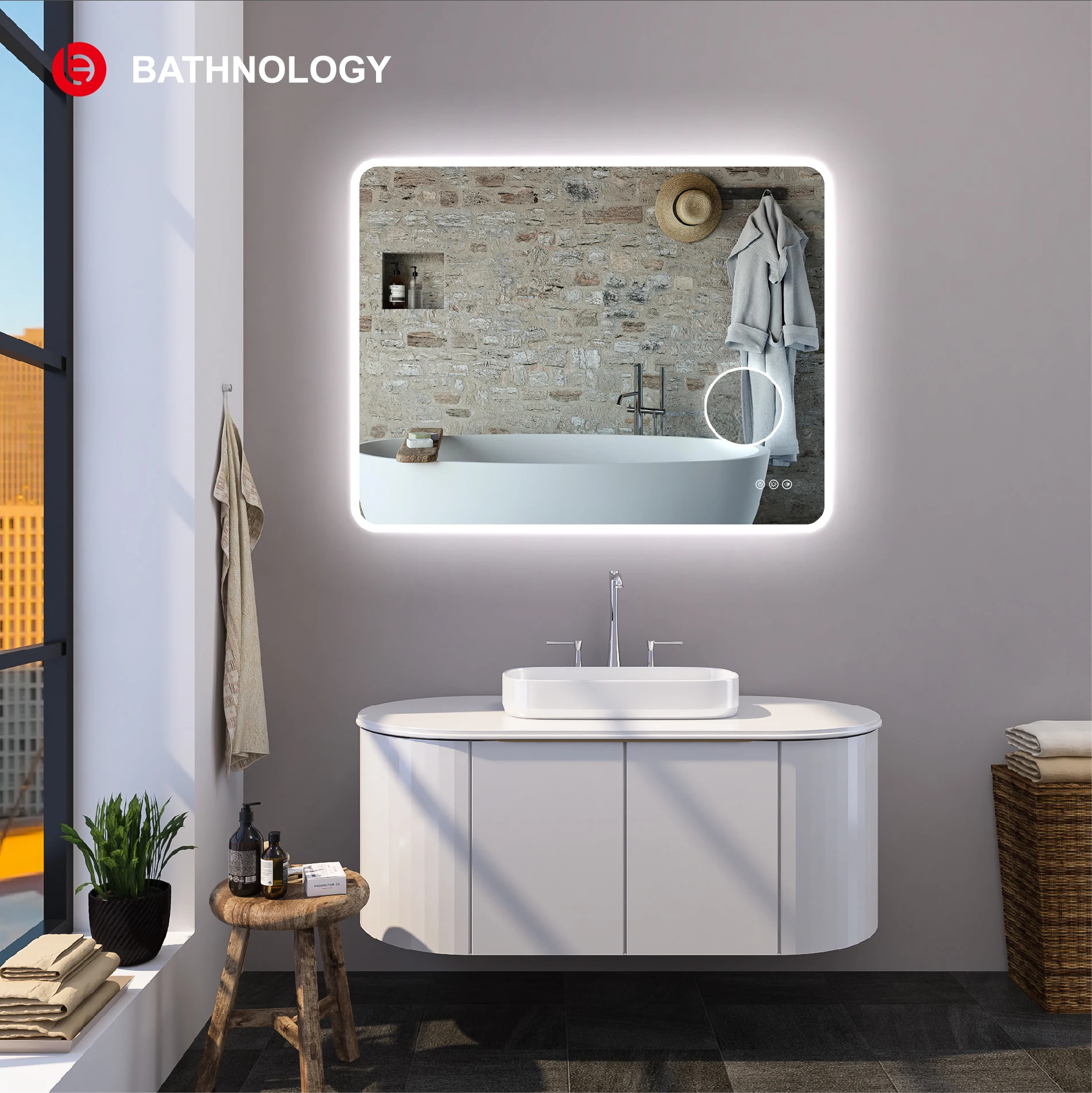Led Lighted Bathroom MLE9070MAG Luxury Smart Touch Magnifying Make-up Mirror