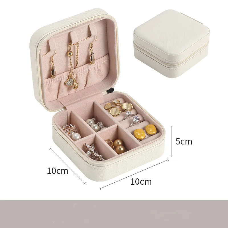 

Portable Travel Jewelry Case Earring Ring Necklace Accessories Organizer Box with Zipper