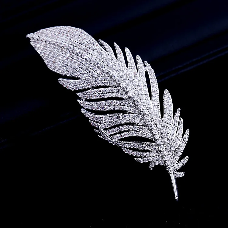 

ladies luxury brooches Korean brooch Zircon rhinestone feather brooch