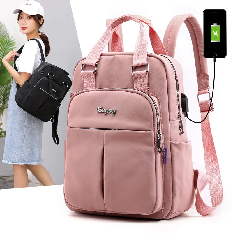 

New casual ladies USB charging backpack computer bag large capacity university laptop backpack bags for women, 8 colors or customized