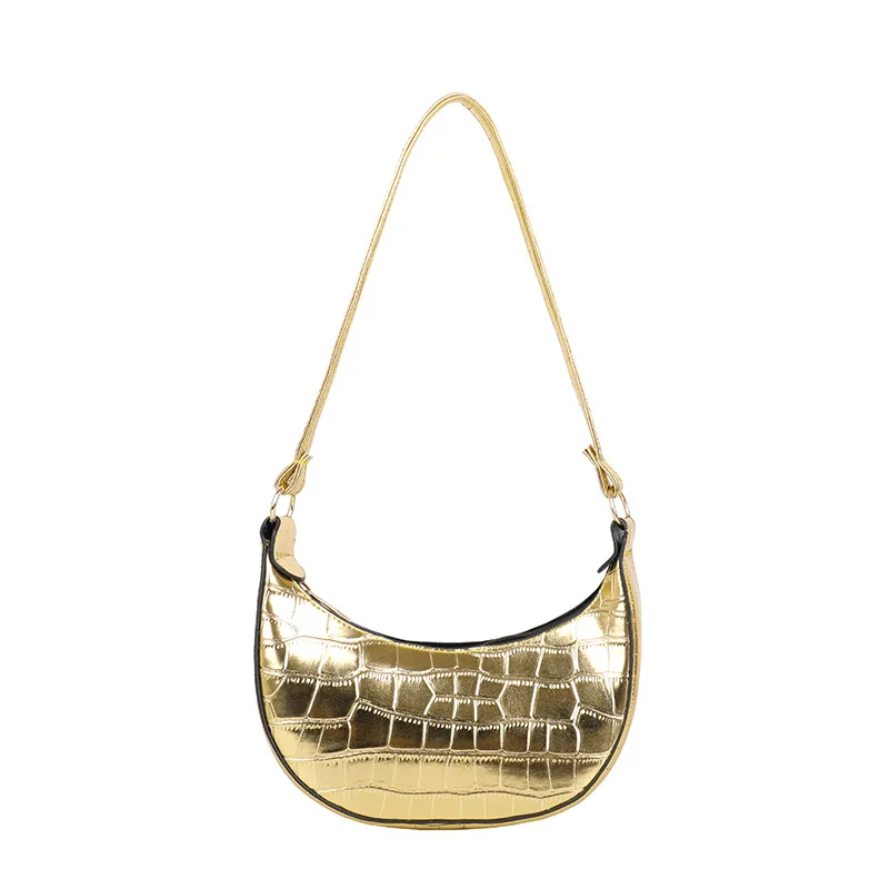 

Custom Half Moon bag Crocodile PU Leather Shoulder bags Designer Women Handbag, White,green,black,golden,silver