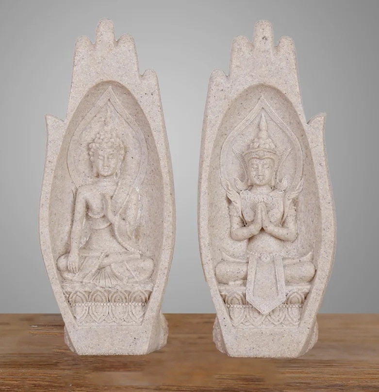 Deko Buddha Figur sitzend Polyresin silbermetallic Buddhafigur Asien asiatisch 