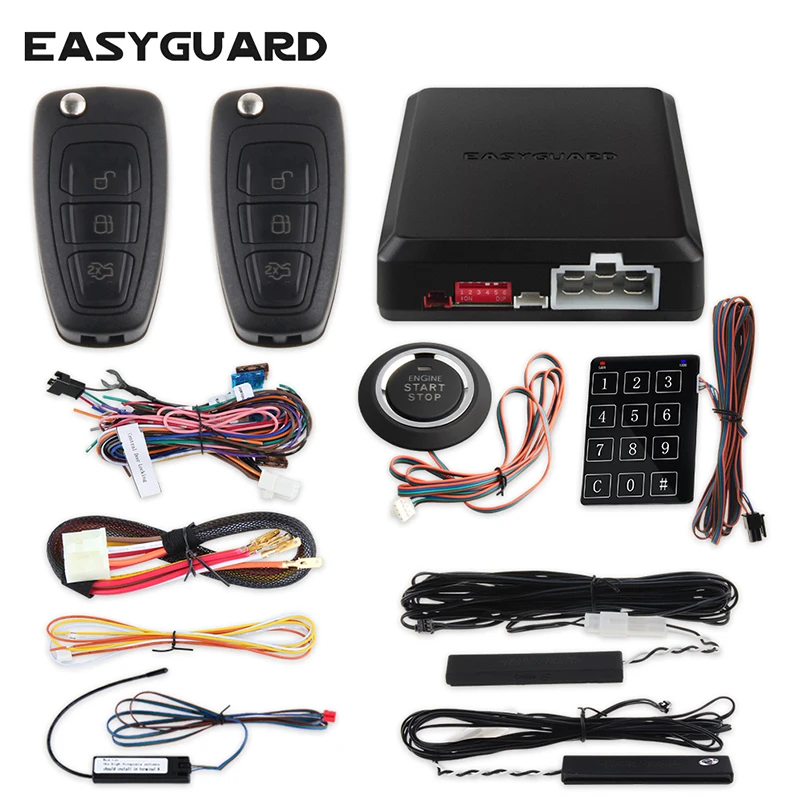 

EASYGUARD EC002-FO1 RFID PKE Car Alarm System Passive Keyless Entry touch password entry & remote engine start