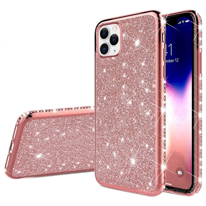 

Luxury fashion Bling Rhinestone Gem diamond Soft phone case for apple iphone 11 Pro Max 12 MiNi Glitter Camera protection cover