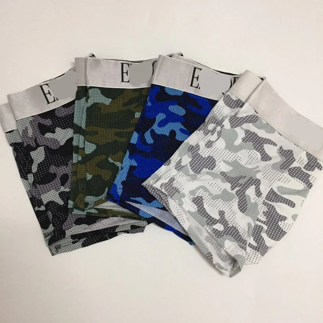 

Letter Pattern Camo Print Men's Ice Silk Breathable Flat Leggings Fashion Briefs Sports Men Boxer, Picture