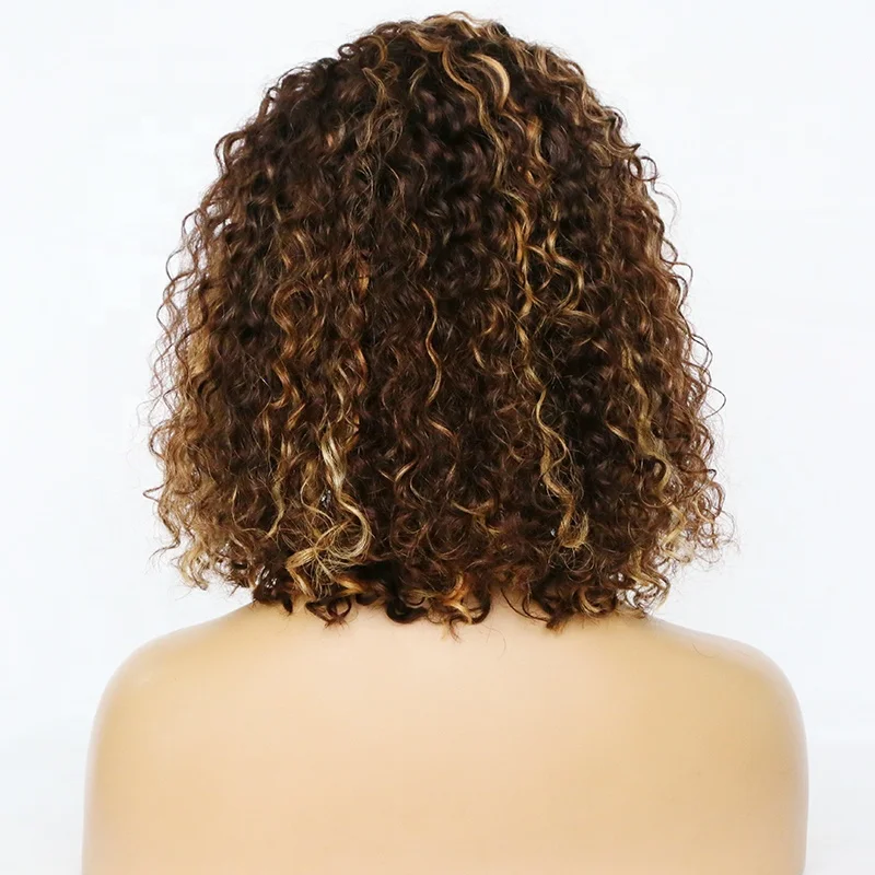 

summer fashion virgin cambodian remy human hair 4/27# balayage highlight color 13X6 lace frontal wig curly wigs