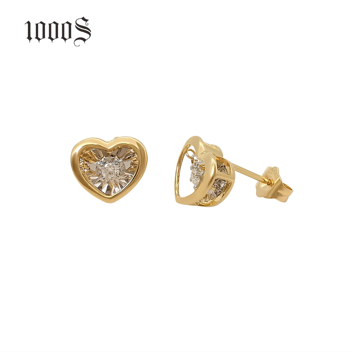 

Trendy 18k Gold Dancing Diamond Heart Earrings Studs 18k Real Gold Earrings Mosaic Natural Diamonds