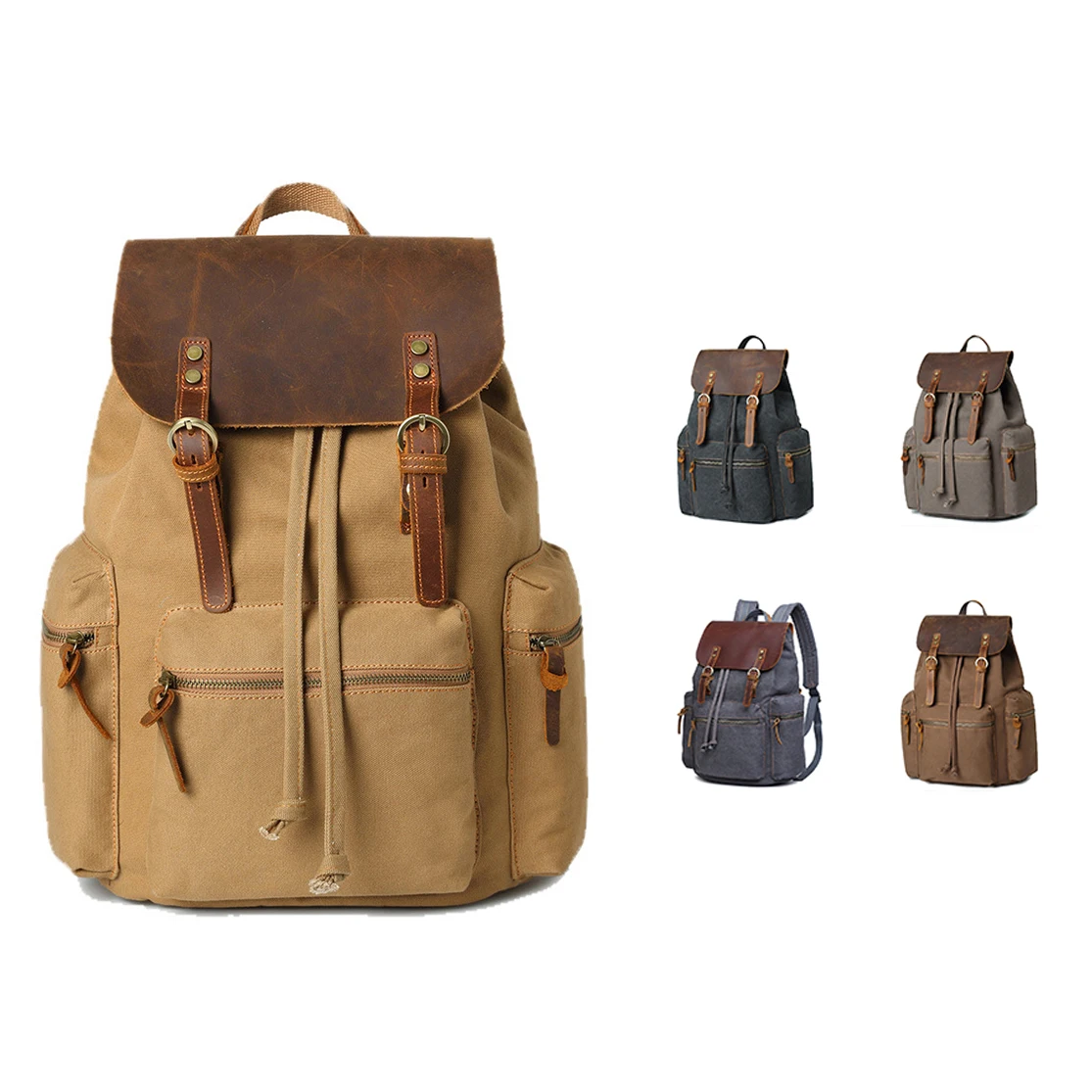 

Customized fashional canvas leather backpack vintage backpack china manufacturers travelling canvas drawstring backpacks