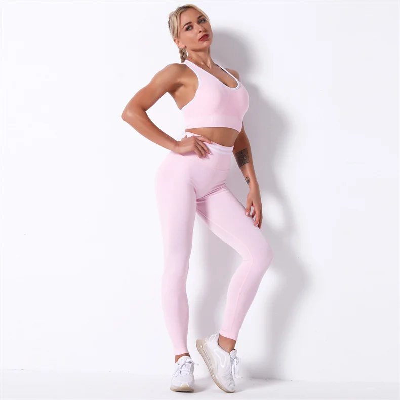 

Good Quality Female Yoga Sports Suit Workout Jogger Two Piece Yoga Suit Active Wear High Waisted 2 Piece Seamless Yoga Set