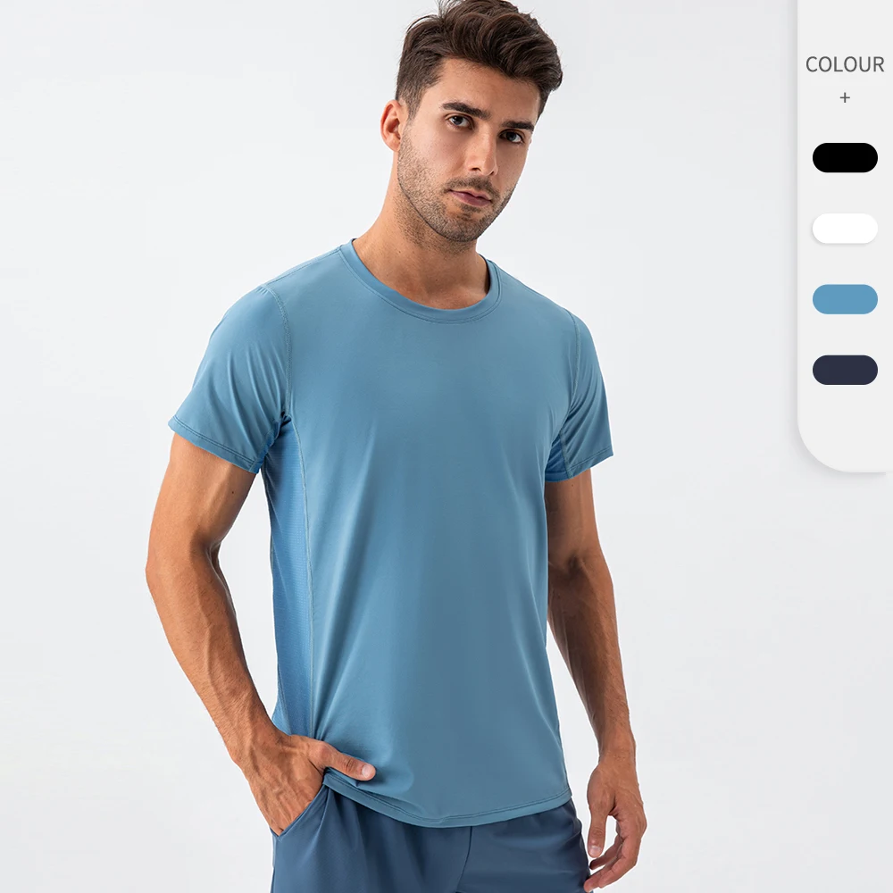 

Fitness T-shirt Custom Logo 87% Nylon 13% Spandex High Elastic Tennis Golf Sport Men Fitness Workout Clothing GYM Shirt