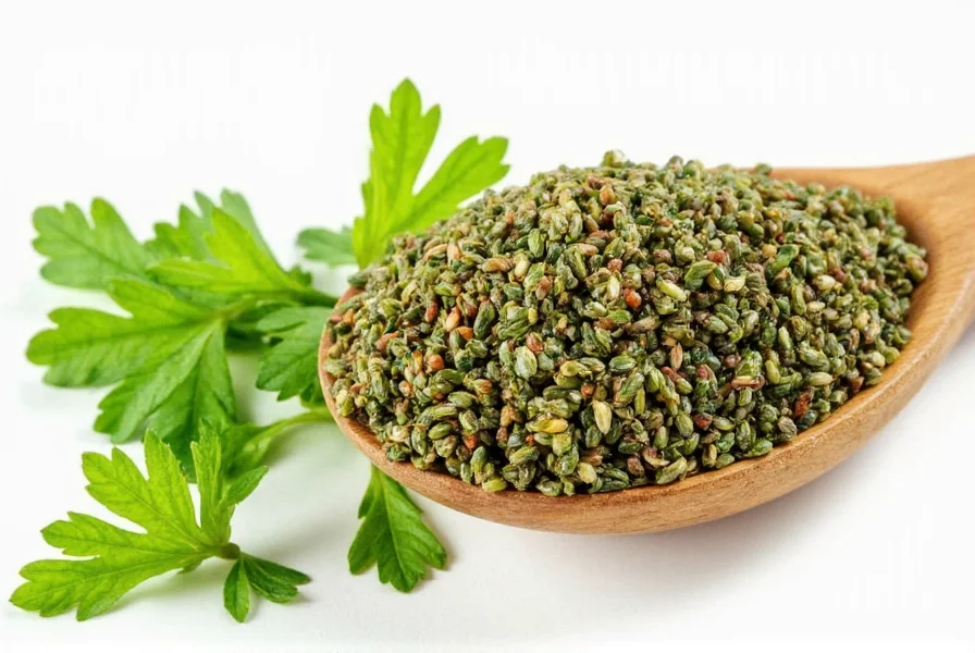 Fresh coriander and common substitute herbs arranged for comparison