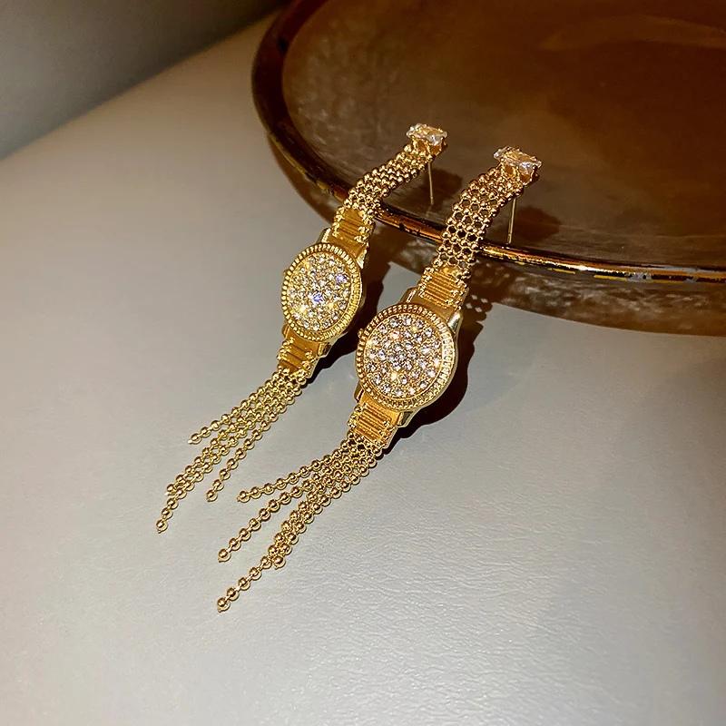 

fashion drop gold plated crystal earring watches