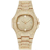 

18K Gold Watch Men Luxury Brand Diamond Mens Watches Top Brand Luxury Iced Out Male Quartz Watch Calender Unique Gift For Men