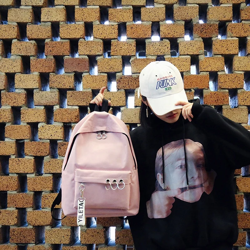 

Women's Female Korean Version Fashion Nylon Ring Decoration Shoulder Bookbags Satchel Backpack