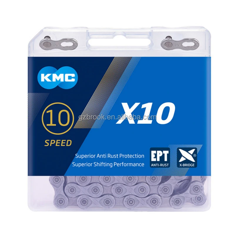 

KMC X10 EPT Bike Chain 116L 10 Speed MTB road Bicycle Chain, Silver black