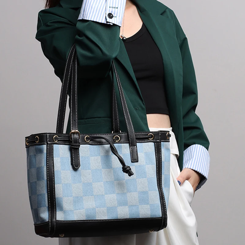 

tote bag handbag for travel women check canvas bags with logo, Customsized