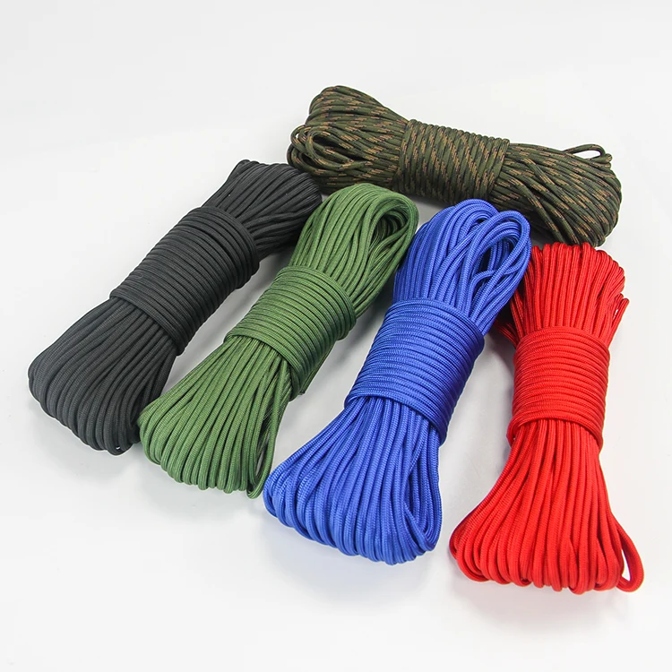 

Outdoor 270 Colors Durable Polyester Nylon Parachute Cord 100 Feet 9 Strands 4mm Braided Tent Rope 550 Paracord Rope, Multicolor can be customized