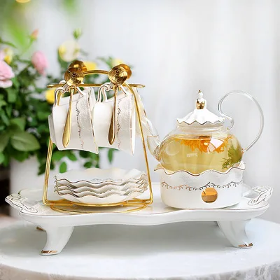 

Light Luxury Bone China European Coffee Cup And Saucer Set British Small Luxury Exquisite Ceramic Afternoon Tea Cup Set, White