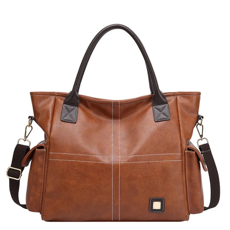 

Fashion Large capacity PU Leather Waterproof Tote Travel Tote Side Bags, 4colors