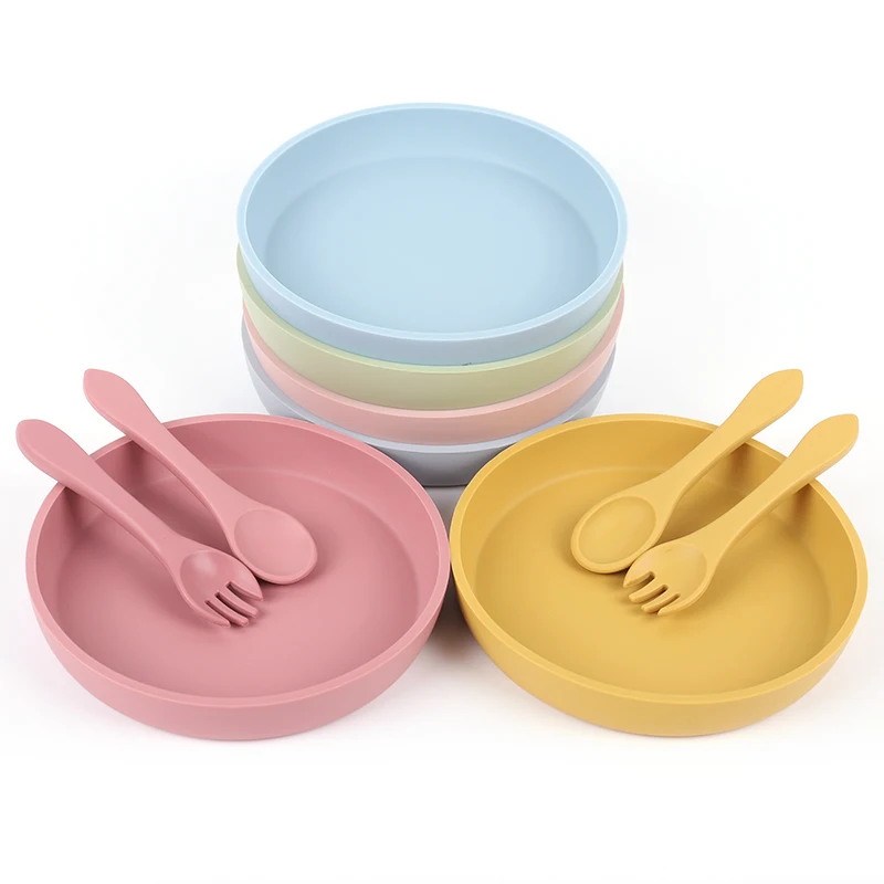 

Trending baby products 2021 new arrivals silicone round plate baby plate organic baby feeding plate