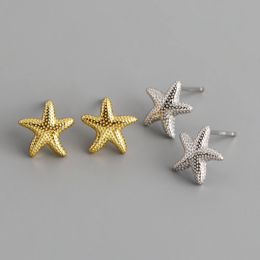 Wholesale Fashion Jewelry Summer Earrings 925 Sterling Silver Sea Star Starfish Earrings for Women Custom Beach Stud Earrings