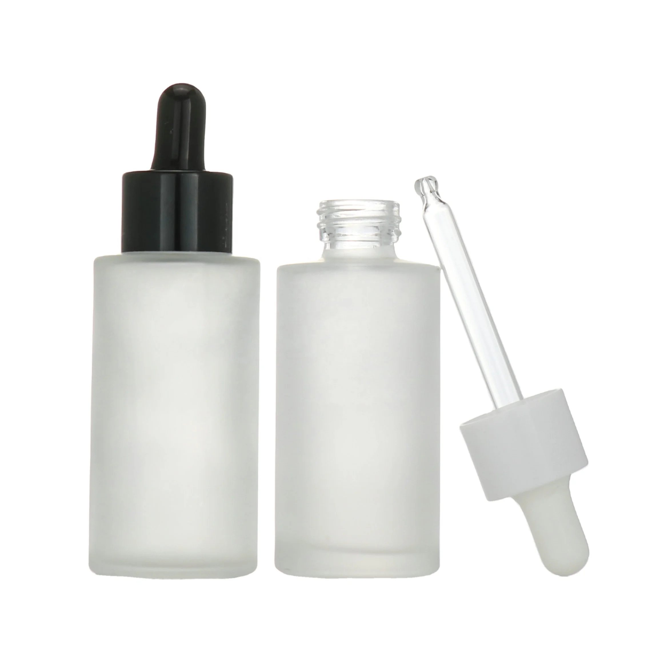 Face Serum Glass Bottle Matt White Frosted Cylinder Dropper Bottle 20ml