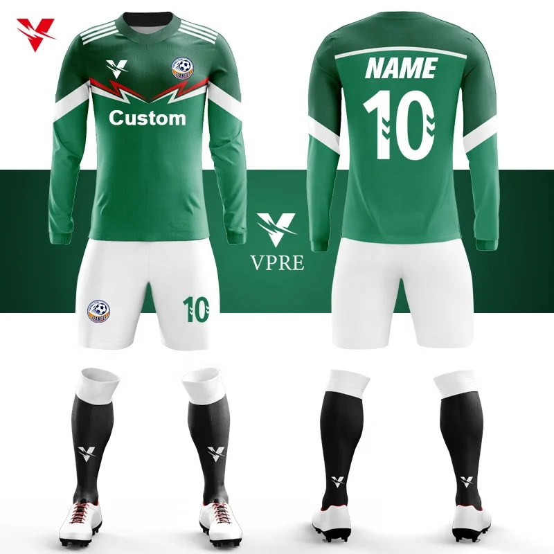 

Adults Cheap Football Uniform Shirts Custom Print Men'S Long Sleeve Soccer Uniform Breathable Soccer Jersey Sets WO-X941