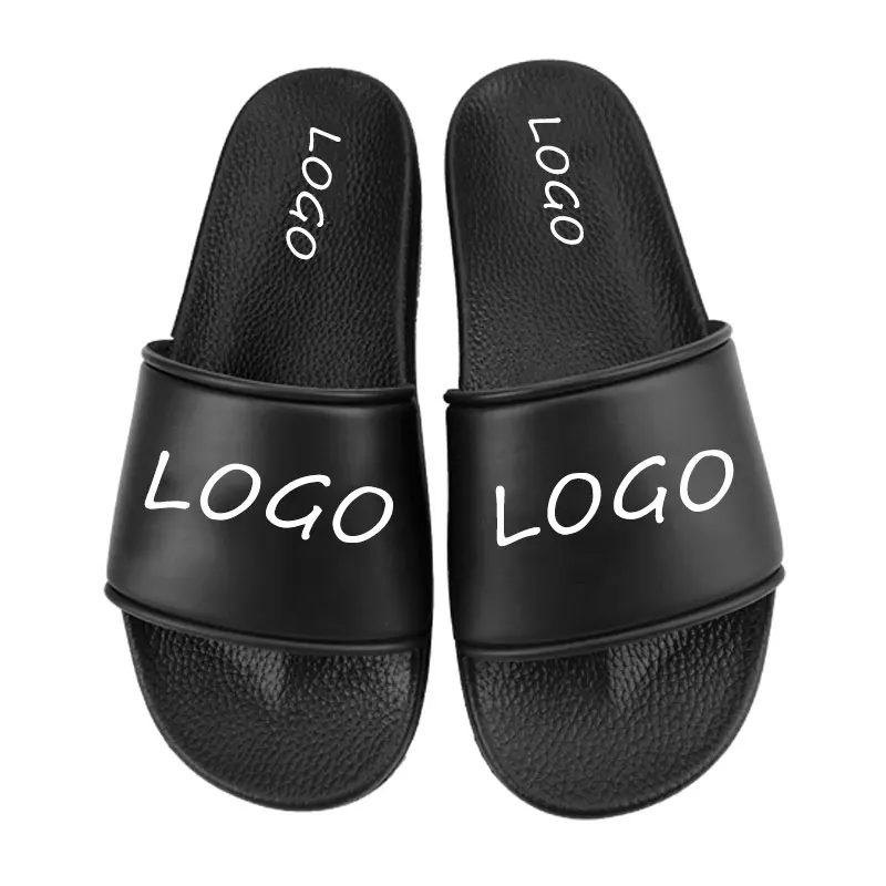 

Custom Made design PU Slides OEM logo blank Sandals Sliders Personalized Slippers for Men 3d design black men slipper