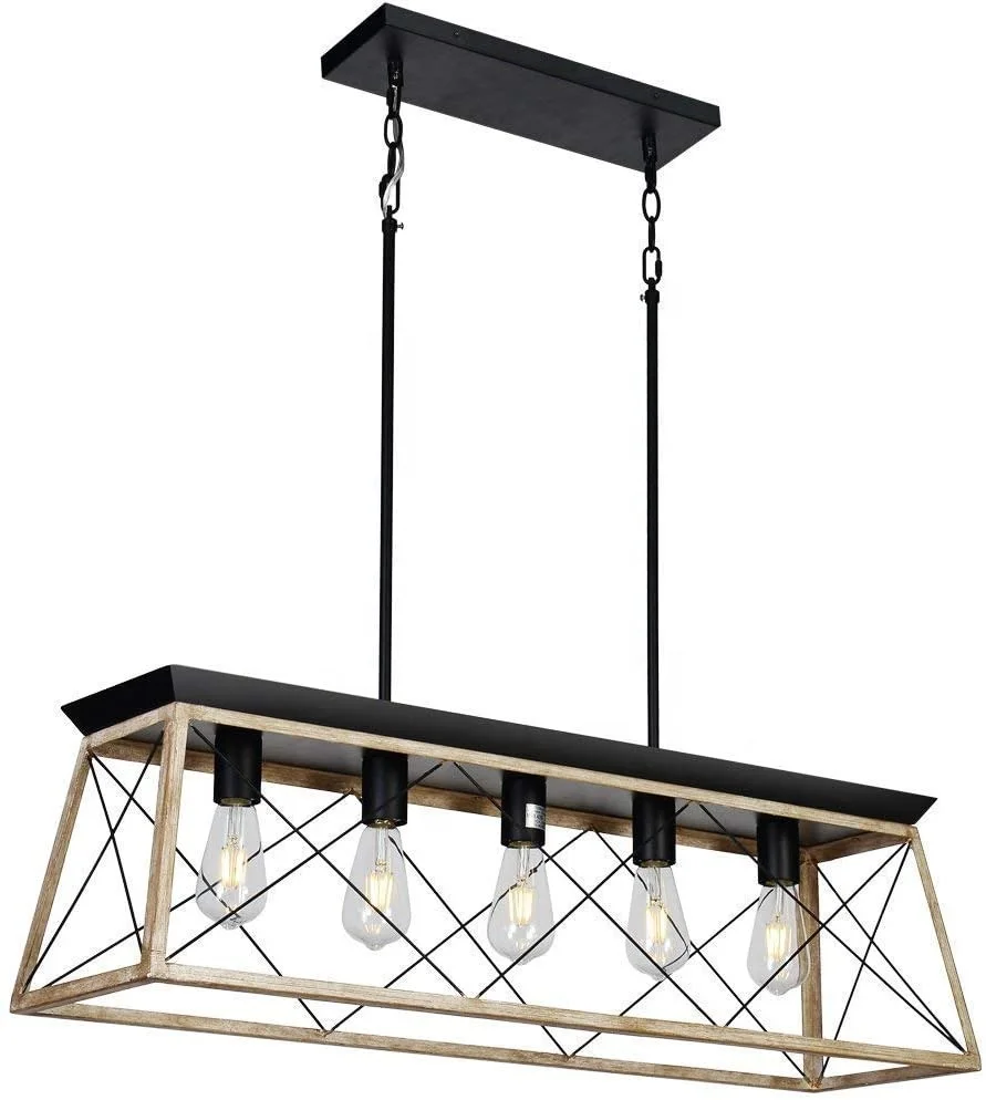 Rectangular Chandelier Farmhouse Chandeliers  Metal Modern Linear Island Ceiling Lighting Fixture Industrial Pendant light