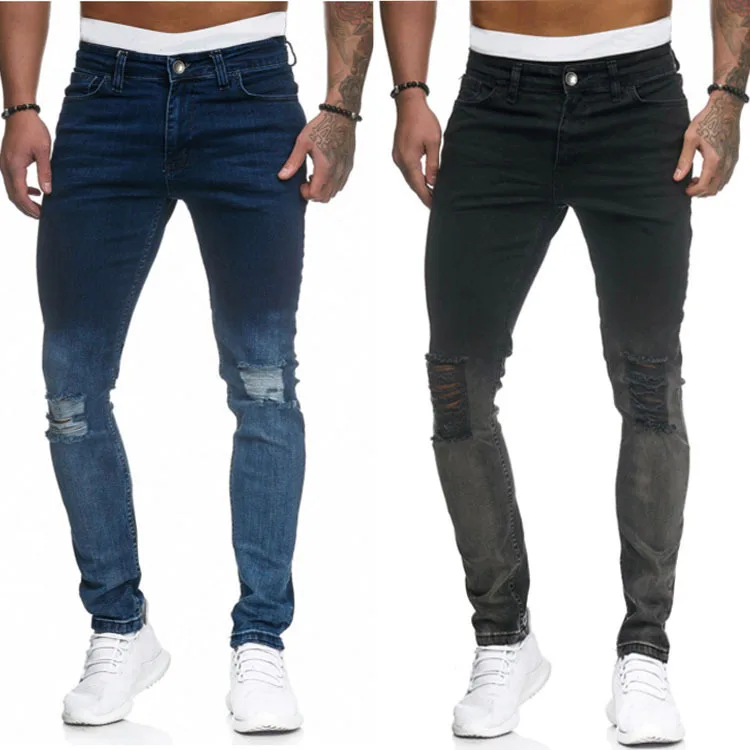 

Factory hot selling Wholesale Men Super Skinny Jeans male Denim ripped pants jeans men, Picture