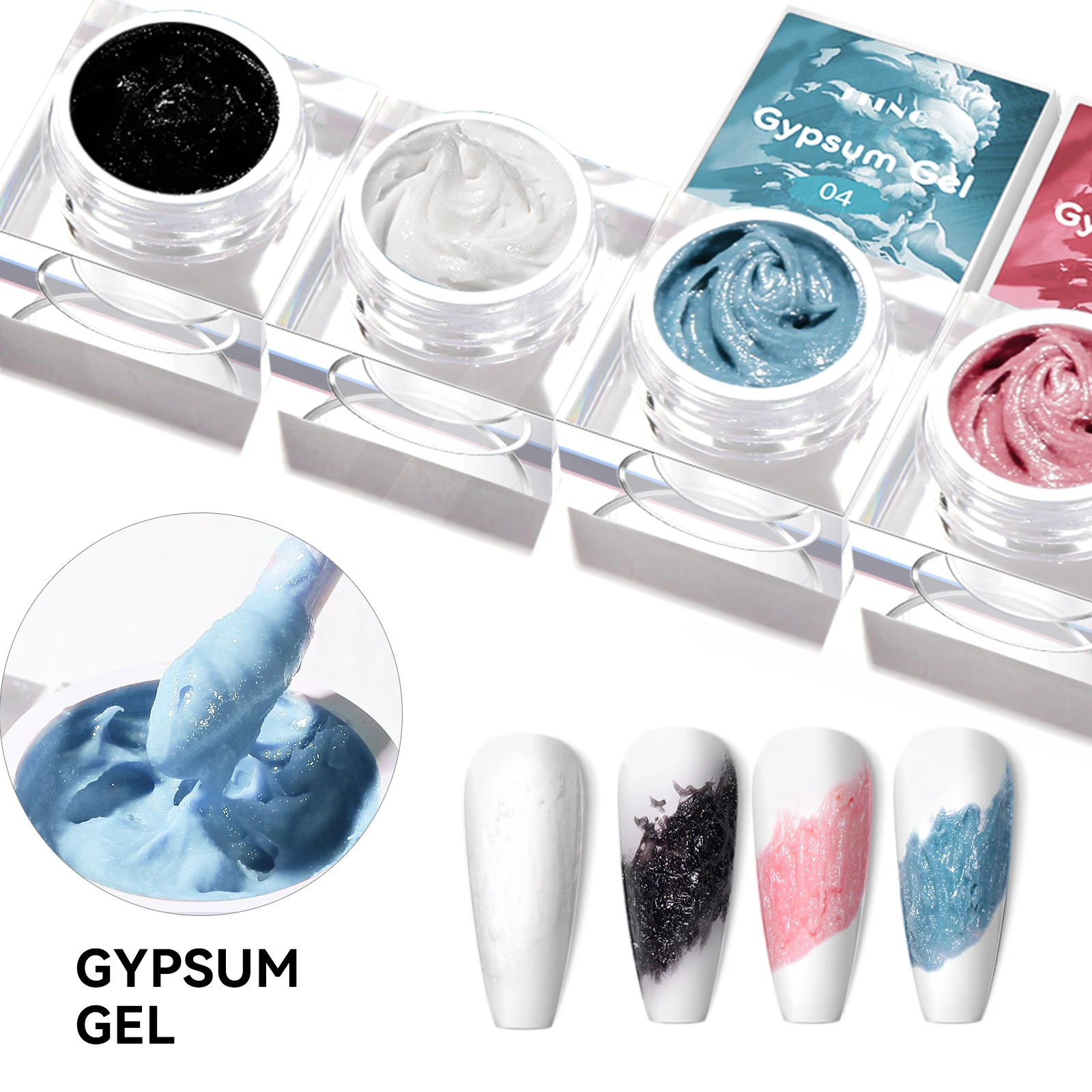 

JTING natural resin hot popular nail art 4 Colors gypsum gel nail polish set with 5ml jars OEM create your own brand