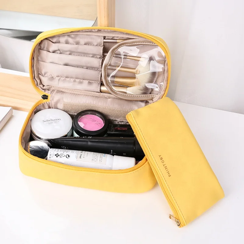 

Custom Vegan Leather Travel Make Up Cosmetic Bag Organizer Toiletries Bag Luxury Makeup Bag, 4 colors