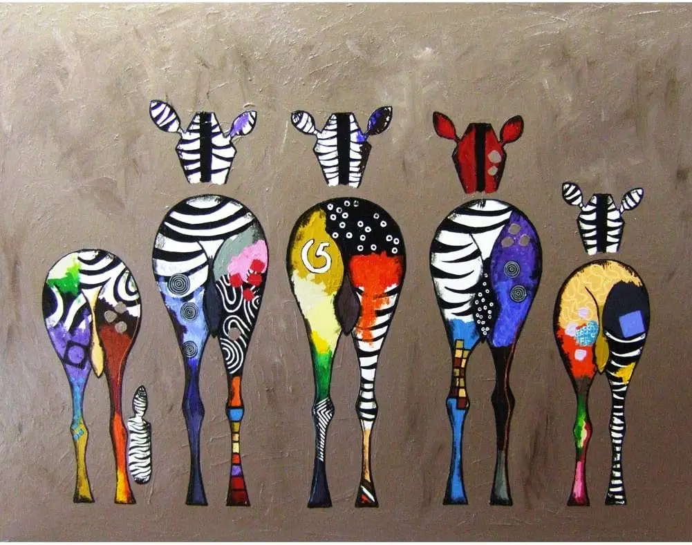 彩色斑马5d diy全钻钻石彩绘圆形水钻漆装饰动物斑马