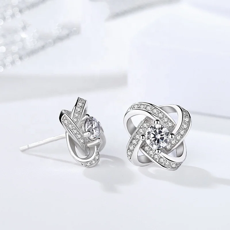 

Latest design one big diamond white gold plated zircon stud earring for girls